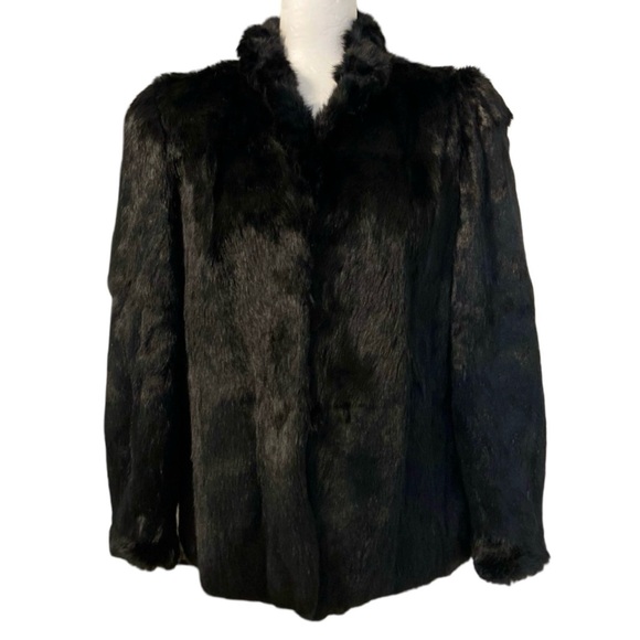 Vintage | The Must Have Classic Black Rabbit Fur Coat - Picture 4 of 16